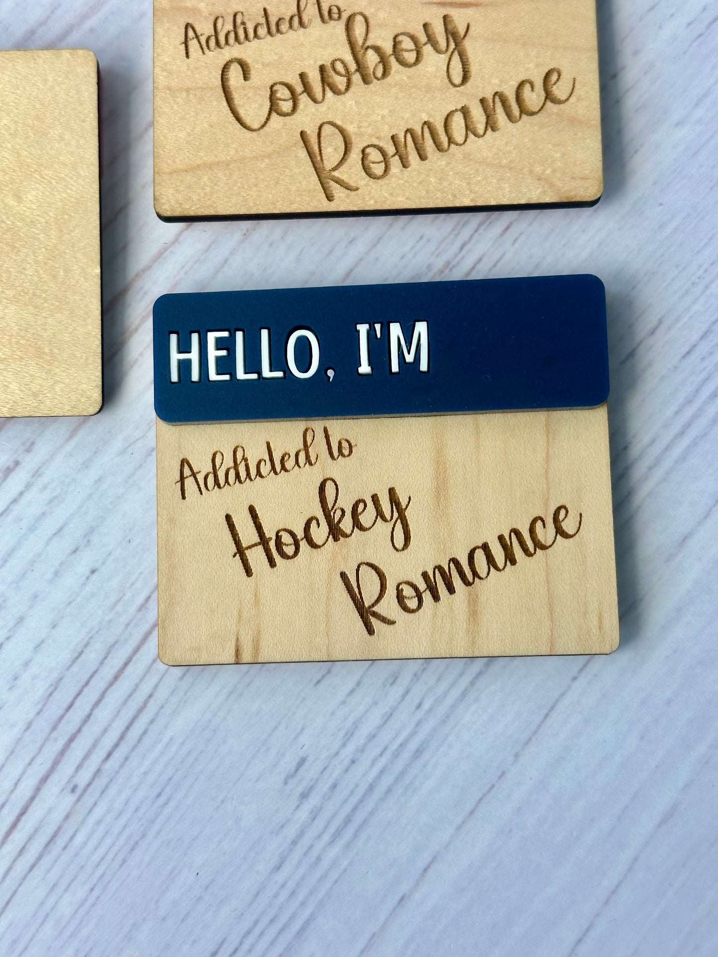Bookish Romance Magnet - "Hello I'm Addicted to Cowboy Romance/Hockey