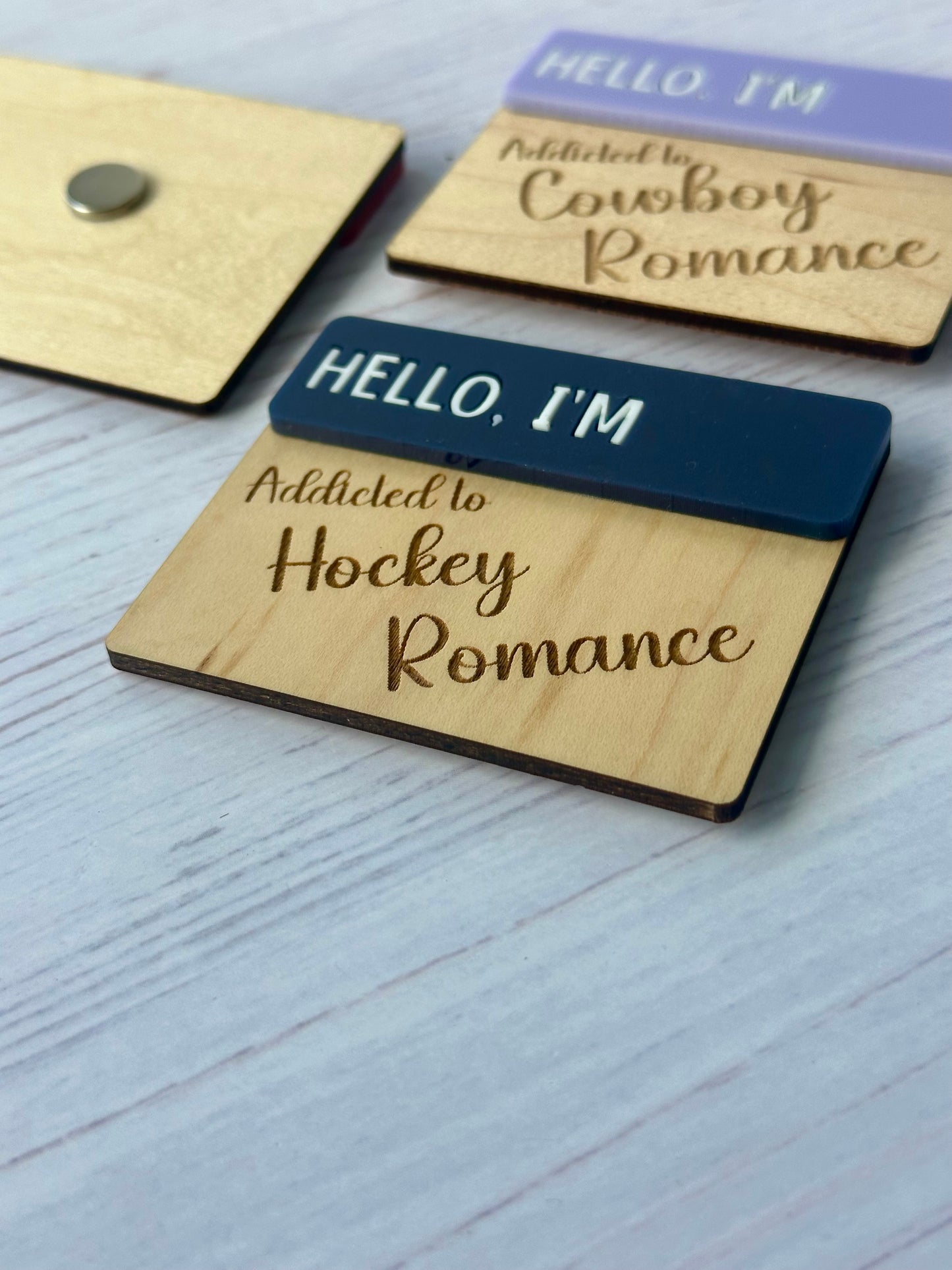 Bookish Romance Magnet - "Hello I'm Addicted to Cowboy Romance/Hockey